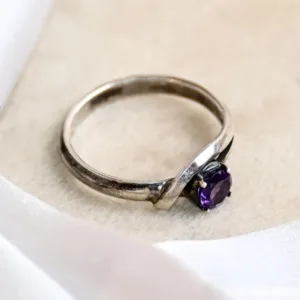 Natural Amethyst Caliber Shape Ring Sterling Silver