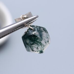 Moss Agate Cushion Shape Pendant Sterling Silver