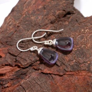 Amethyst Teardrop Shape 925 Sterling Silver Earrings