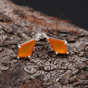 Chalcedony Kite Shape Stud Earrings 925 Sterling Silver