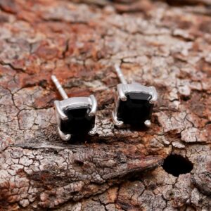 Black Onyx Octagon Shape Sterling Silver Rose Gold Plated Stud Earrings