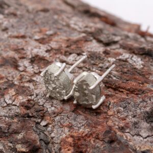 Pyrite Pear Stud Earrings 925 Sterling Silver