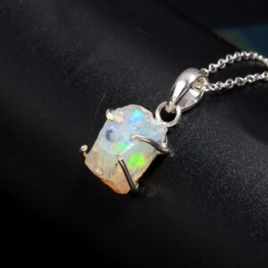 Ethiopian Opal Crystal Necklace Sterling Silver