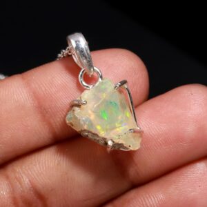 Ethiopian Opal Chain Necklace 925 Sterling Silver