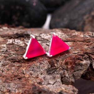 Natural Pink Chalcedony 925 Sterling Silver Stud Earrings