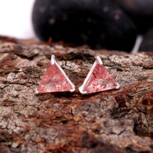 Natural Strawberry Quartz Earrings 925 Sterling Silver