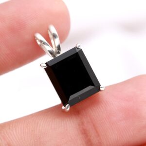 Natural Black Onyx Sterling Silver Octagon Shape Pendant