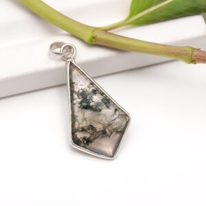 Moss Agate Kite Sterling Silver Pendant
