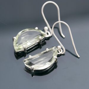 Natural Green Amethyst Earrings 925 Sterling Silver