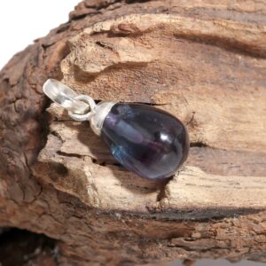 Teardrop Natural Purple Fluorite Pendant Sterling Silver