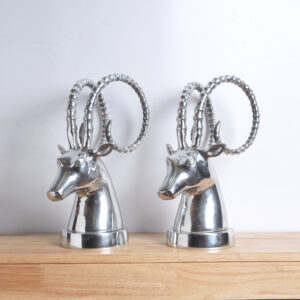 Handcrafted Wall Mount Metal Deer Head Sculpture for Nature-Inspired Home Decor Set Of 2 Peace