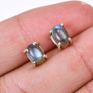 Natural Labradorite Stud Earrings 925 Sterling Silver