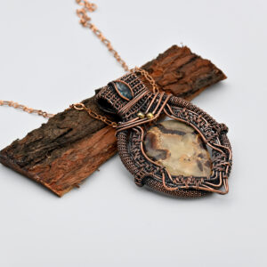 Septarian Gemstone Copper Wire Wrapped Pendant