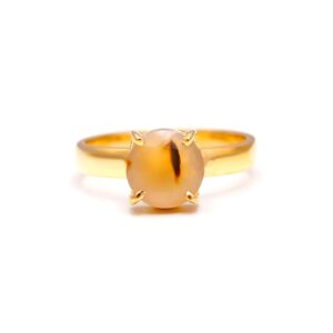 Natural Montana Agate Round Shape 18K Gold Ring