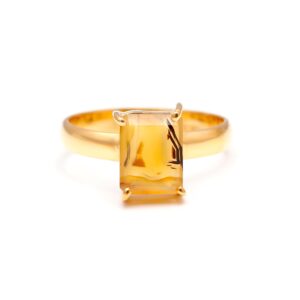 Natural Montana Agate Octagon 18K Gold Ring