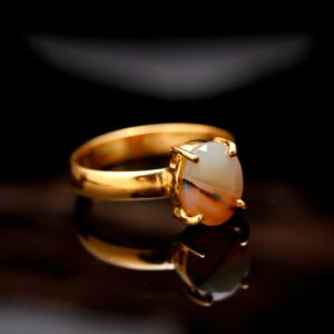 Natural Montana Agate Oval Shape Ring 18K Gold