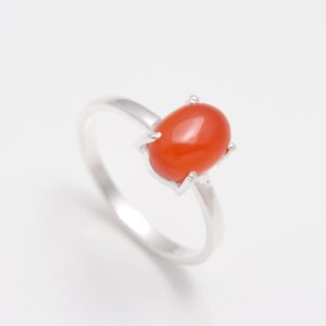 Carnelian Oval Handmade Ring 925 Sterling Silver