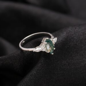 Moss Agate Marquise Ring Sterling Silver