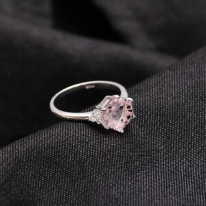 Pink Dot Quartz Hexagon Ring Sterling Silver