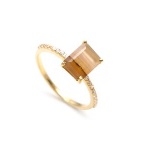 Natural Montana Agate Octagon Shape Ring 18K Gold