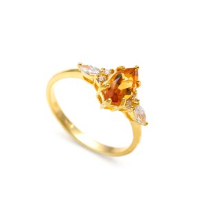 Citrine Quartz Marquise Engagement Ring 18K Gold