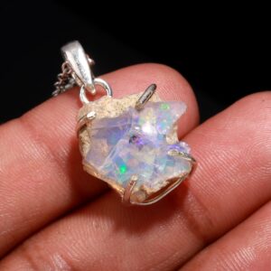 Ethiopian Opal Vintage Gemstone Necklace Sterling Silver