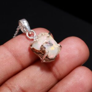 Ethiopian Opal Raw Crystal Necklace Sterling Silver