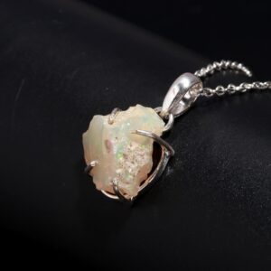 Ethiopian Opal Rough Necklace Sterling Silver