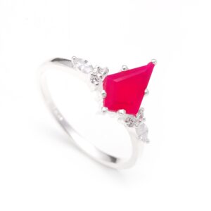 Natural Hot Pink Chalcedony Sterling Silver Ring