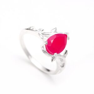 Natural Hot Pink Chalcedony Sterling Silver Ring
