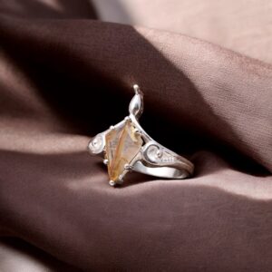 Golden Rutile Quartz Ring Sterling Silver Ring