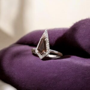 Smoky Quartz Kite Shape Sterling Silver Ring