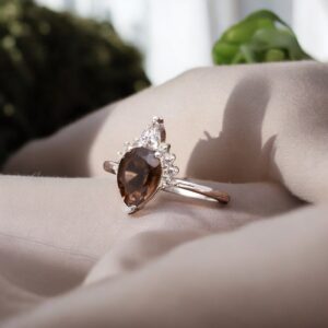Smoky Quartz Pear Shape Sterling Silver Ring
