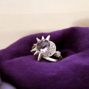 Pink Amethyst Round Sterling Silver Ring