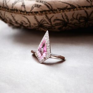 Pink Topaz Kite shape Sterling Silver Ring