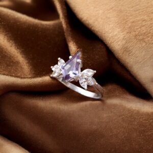 Purple Alexandrite Kite Shape Sterling Silver Ring