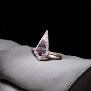 Rainbow Fluorite Kite Shape Sterling Silver Ring