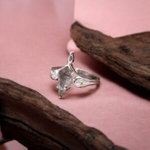 Black Rutile Kite Shape Sterling Silver Ring