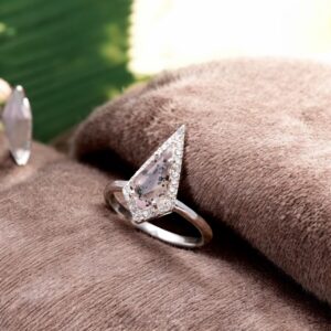 Pink Dot Quartz Kite Shape Sterling Silver Ring