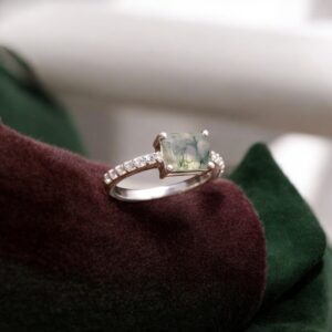 Moss Agate Octagon Sterling Silver Ring