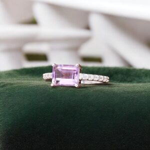 Pink Amethyst Octagon Sterling Silver Ring