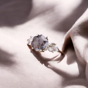 Dendrite Opal Hexagon Sterling Silver Ring