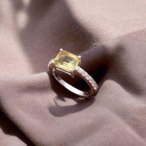 Lemon Quartz Octagon Handmade Sterling Silver Ring