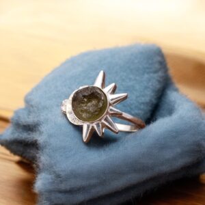Moldavite Sun & Moon Sterling Silver Ring