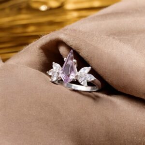 Pink Amethyst Kite Shape Sterling Silver Ring