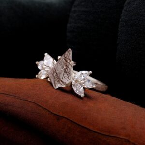 Black Rutile Quartz Sterling Silver Ring