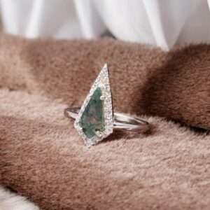 Moss Agate Kite Sterling Silver Ring