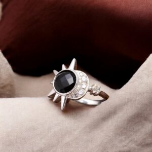 Black Onyx Sun & Moon Sterling Silver Ring
