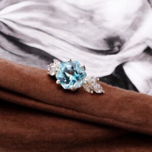 Sky Blue Topaz Hexagon Sterling Silver Ring