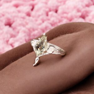 Green Amethyst Kite Sterling Silver Ring